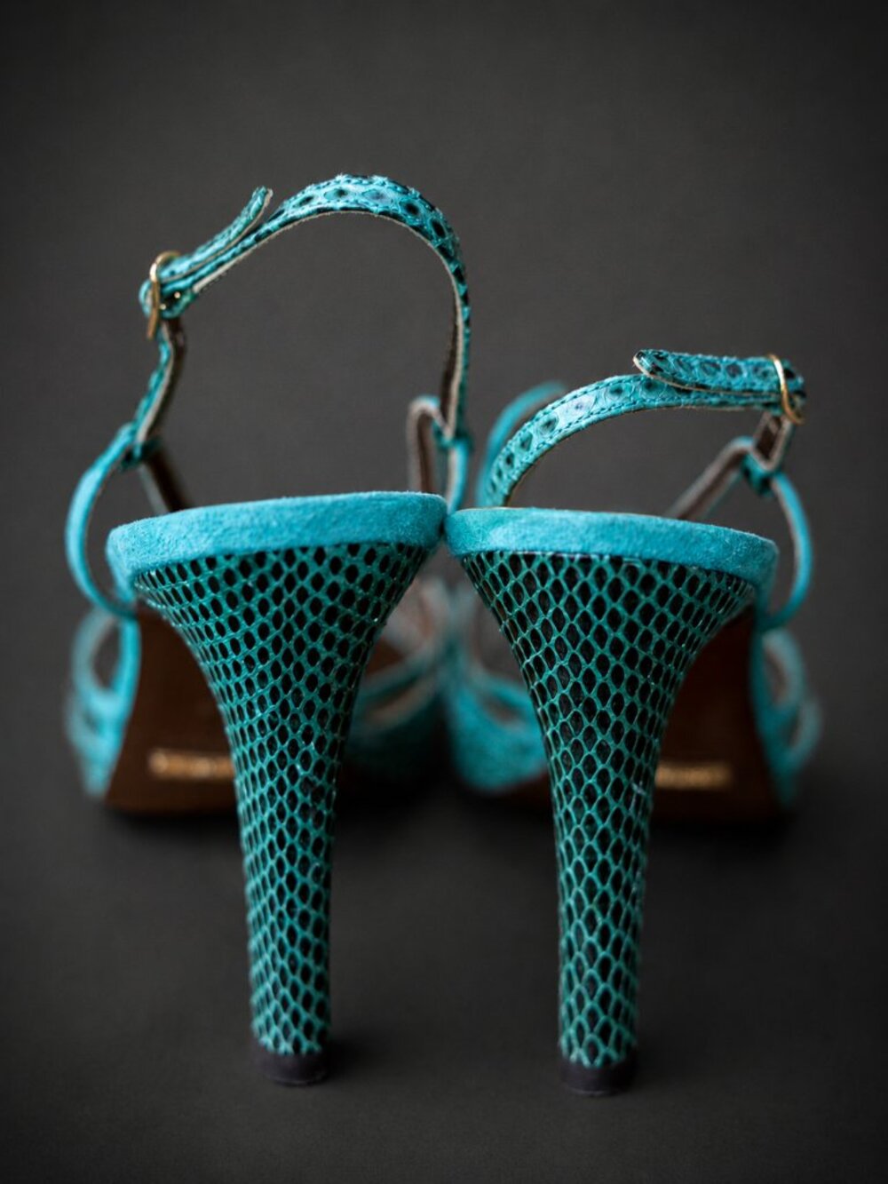 Dolce & Gabbana Turquoise Snake Strappy Heels – Italian Luxury, Size 38.5 - Picture 4 of 9